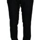 Elegant Black Wool-Silk Blend Formal Pants