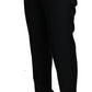 Elegant Black Wool-Silk Blend Formal Pants