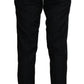 Elegant Black Wool-Silk Blend Formal Pants