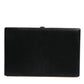 Black Leather Gold Frame Clutch Evening Party Purse Bag