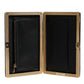 Black Leather Gold Frame Clutch Evening Party Purse Bag