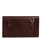 Brown Leather Logo Embossed Crossbody Bag