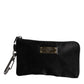 Black Nylon Logo Plaque Keyring Pouch Clutch Bag