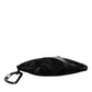 Black Nylon Logo Plaque Keyring Pouch Clutch Bag