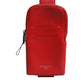 Red Leather Logo Zip Around Card Holder Wide Strap Wallet