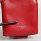 Red Leather Logo Zip Around Card Holder Wide Strap Wallet