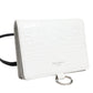 White Blue Leather Bifold Crossbody Sling Wallet