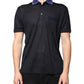 Blue Silk Collared Short Sleeves Polo T-shirt