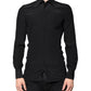 Black Silk Long Sleeves GOLD Dress Shirt