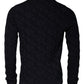 Black Silk Crew Neck Men Cardigan Sweater