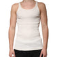 Off White Cotton Sleeveless Round Neck Tank T-shirt