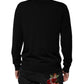 Black Logo Wool V-neck Pullover Sweater