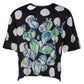 Black White Printed Cotton Crew Neck T-shirt