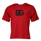 Red Logo Print Cotton Crew Neck T-shirt