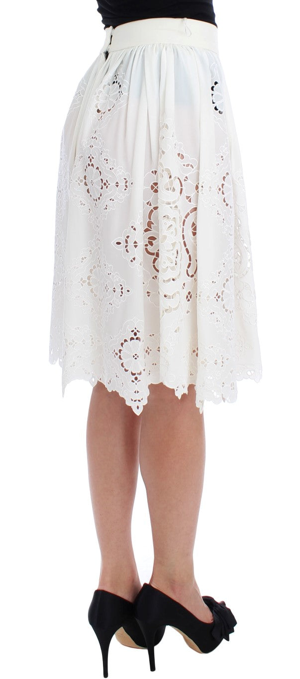 Elegant Floral Ricamo Silk Skirt
