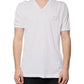 White Logo V-neck Short Sleeve T-shirt