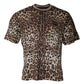 Brown Leopard Crew Neck Short Sleeve T-shirt