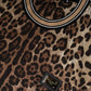 Brown Leopard Crew Neck Short Sleeve T-shirt