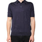 Blue Silk Collared Short Sleeves Polo T-shirt