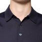 Blue Silk Collared Short Sleeves Polo T-shirt