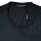 Dark Blue Silk Crew Neck Short Sleeve T-shirt