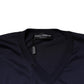 Navy Blue Silk V-neck Pullover Sweater