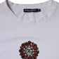 White Logo Embellished Crew Neck T-shirt