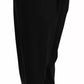 Black Wool High Waist Pleat Front Cropped Pants