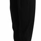 Black Wool High Waist Pleat Front Cropped Pants