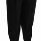 Black Wool High Waist Pleat Front Cropped Pants