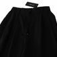 Black Wool High Waist Pleat Front Cropped Pants