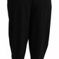 Black Wool High Waist Pleat Front Cropped Pants