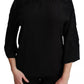 Black Floral Embroidered Blouse Silk Top
