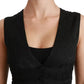Black Lace Waistcoat Slim Vest Silk Top