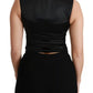 Black Lace Waistcoat Slim Vest Silk Top