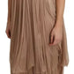 Brown Silk Sleeveless Shift Maxi Dress