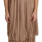 Brown Silk Sleeveless Shift Maxi Dress