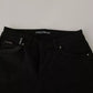 Black Mid Waist Slim Denim Cotton Stretch Jeans