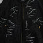 Black Logo Patch Brocade Bomber Full Zip Jacket