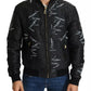 Black Logo Patch Brocade Bomber Full Zip Jacket