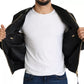 Black Logo Patch Brocade Bomber Full Zip Jacket