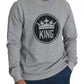 Gray Crown King Print Cotton Pullover Sweater
