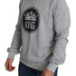 Gray Crown King Print Cotton Pullover Sweater