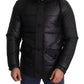 Black Hooded Polyester Men Coat Puffer Jacket