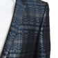 Blue Silver Shiny 2 Piece Slim GOLD Suit