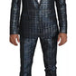Blue Silver Shiny 2 Piece Slim GOLD Suit