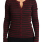 Black Red Striped Womens Cardigan Sweater