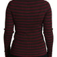 Black Red Striped Womens Cardigan Sweater