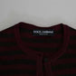 Black Red Striped Womens Cardigan Sweater