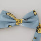 Light Blue Banana Print Silk Men Neck Bow Tie